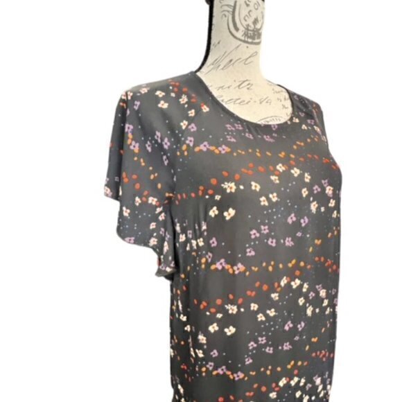 Cabi 3828 Muse Blue Floral Print Tunic Dress Women‎ Size XS Short Sleeve Boho - Picture 3 of 15